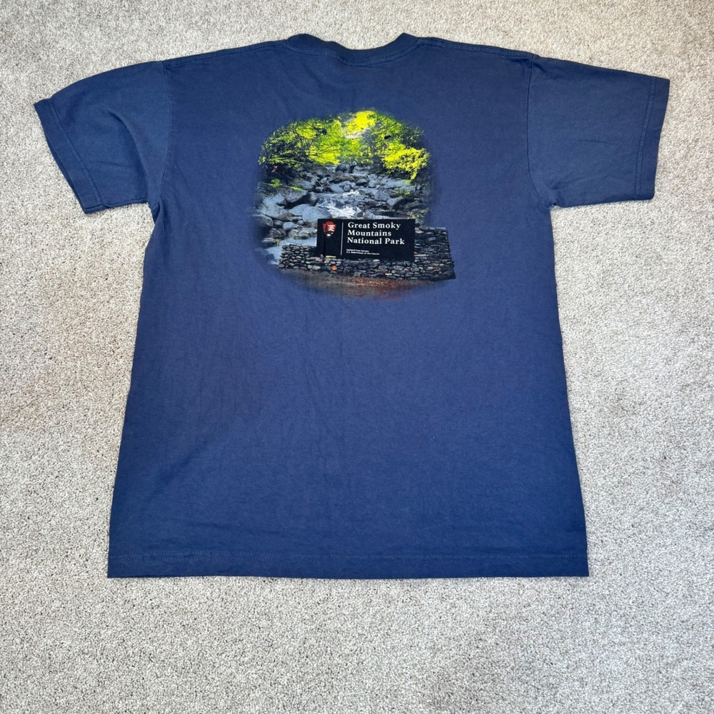 Bayside Great Smoky Mountains National Park T-Shirt Mens L Navy Blue USA Made